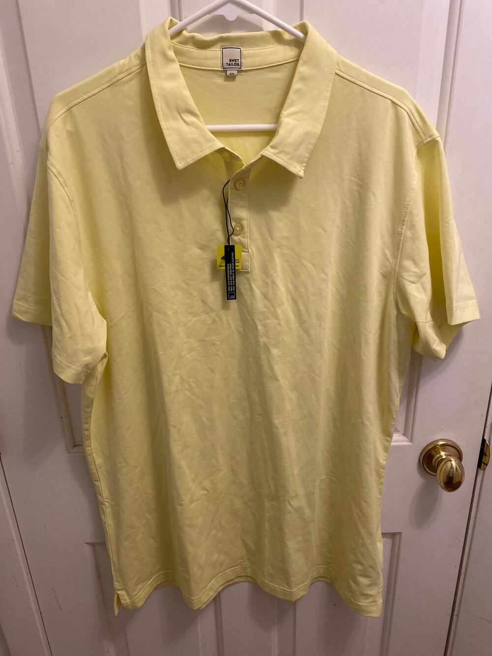 Swet Tailor Mens Polo Shirt Yellow Short Sleeve Stretch Performance NWT Size 3XL